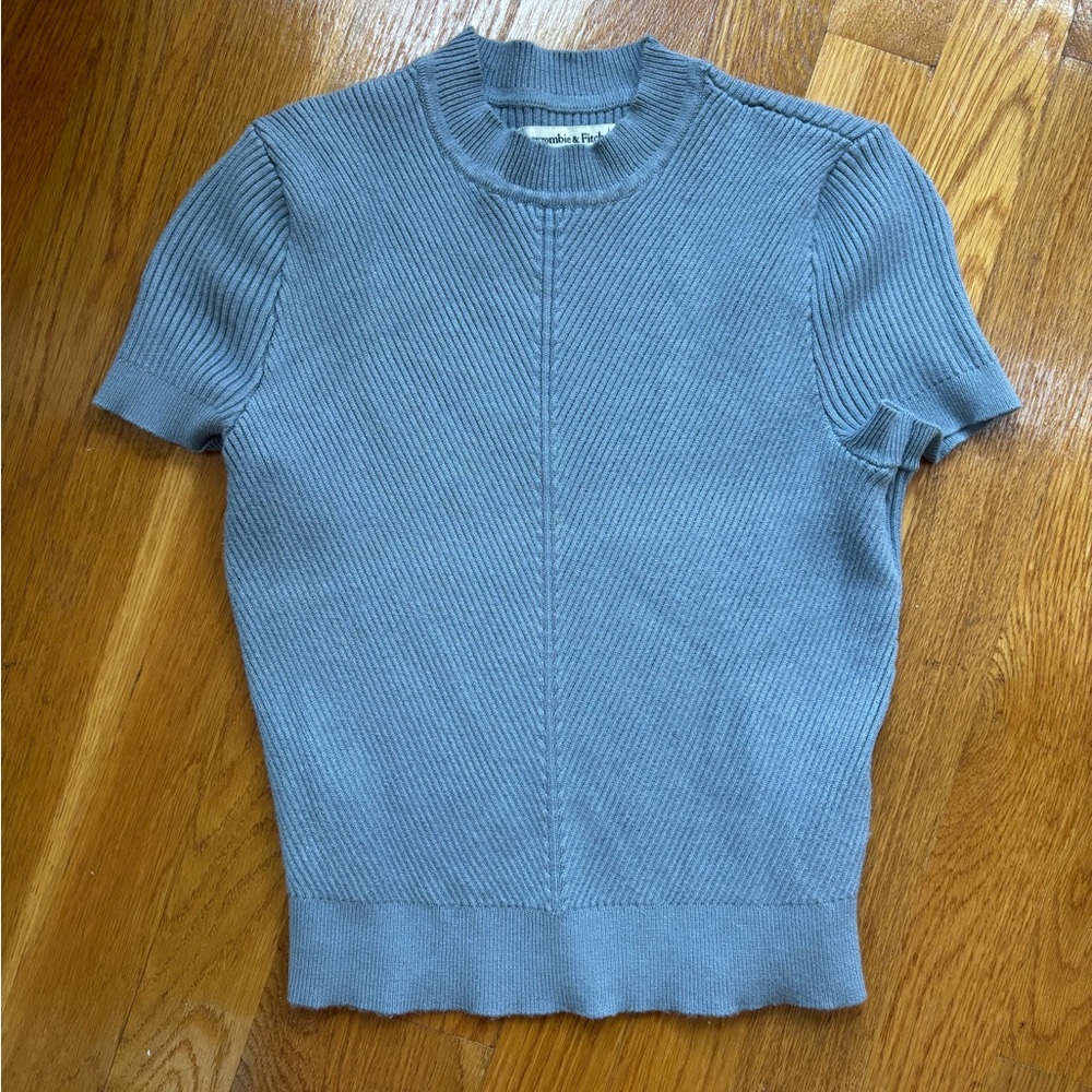 Abercrombie & Fitch Blue Ribbed Knit Top